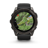 Garmin fenix 8, 51 mm, AMOLED, Sapphire, Carbon Gray DLC Titanium with Black/Pebble Gray Silicone Band
