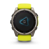 Garmin fenix 8, 51 mm, Solar, Sapphire, Titanium with Amp Yellow/Graphite Silicone Band