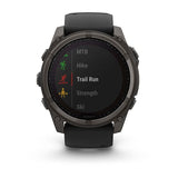 Garmin fenix 8, 51 mm, Solar, Sapphire, Carbon Gray DLC Titanium with Black/Pebble Gray Silicone Band