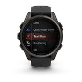 Garmin fenix 8, 43 mm, AMOLED, Sapphire, Carbon Gray DLC Titanium with Black/Pebble Gray Silicone Band