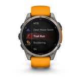 Garmin fenix 8, 47 mm, AMOLED, Sapphire, Titanium with Spark Orange/Graphite Silicone Band