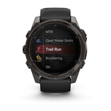 Garmin fenix 8, 51 mm, AMOLED, Sapphire, Carbon Gray DLC Titanium with Black/Pebble Gray Silicone Band