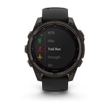 Garmin fenix 8, 47 mm, Solar, Sapphire, Carbon Gray DLC Titanium with Black/Pebble Gray Silicone Band