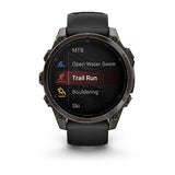 Garmin fenix 8, 47 mm, AMOLED, Sapphire, Carbon Gray DLC Titanium with Black/Pebble Gray Silicone Band