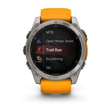 Garmin fenix 8, 51 mm, AMOLED, Sapphire, Titanium with Spark Orange/Graphite Silicone Band