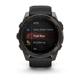 Garmin fenix 8, 51 mm, AMOLED, Sapphire, Carbon Gray DLC Titanium with Black/Pebble Gray Silicone Band