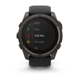 Garmin fenix 8, 51 mm, Solar, Sapphire, Carbon Gray DLC Titanium with Black/Pebble Gray Silicone Band
