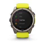Garmin fenix 8, 51 mm, Solar, Sapphire, Titanium with Amp Yellow/Graphite Silicone Band