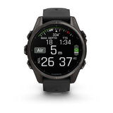 Garmin fenix 8, 43 mm, AMOLED, Sapphire, Carbon Gray DLC Titanium with Black/Pebble Gray Silicone Band