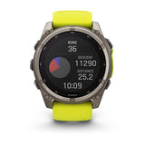 Garmin fenix 8, 51 mm, Solar, Sapphire, Titanium with Amp Yellow/Graphite Silicone Band