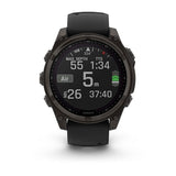 Garmin fenix 8, 47 mm, Solar, Sapphire, Carbon Gray DLC Titanium with Black/Pebble Gray Silicone Band