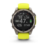 Garmin fenix 8, 47 mm, Solar, Sapphire, Titanium with Amp Yellow/Graphite Silicone Band