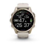 Garmin fenix 8, 43 mm, AMOLED, Sapphire, Soft Gold with Fog Gray/Dark Sandstone Silicone Band