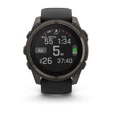 Garmin fenix 8, 51 mm, Solar, Sapphire, Carbon Gray DLC Titanium with Black/Pebble Gray Silicone Band
