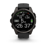 Garmin fenix 8, 43 mm, AMOLED, Sapphire, Carbon Gray DLC Titanium with Black/Pebble Gray Silicone Band