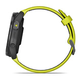 Garmin Forerunner 965, Carbon Gray DLC Titanium Bezel with Black Case and Amp Yellow/Black Silicone Band
