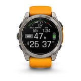 Garmin fenix 8, 51 mm, AMOLED, Sapphire, Titanium with Spark Orange/Graphite Silicone Band