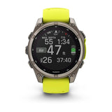 Garmin fenix 8, 47 mm, Solar, Sapphire, Titanium with Amp Yellow/Graphite Silicone Band