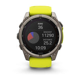 Garmin fenix 8, 51 mm, Solar, Sapphire, Titanium with Amp Yellow/Graphite Silicone Band
