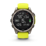 Garmin fenix 8, 47 mm, Solar, Sapphire, Titanium with Amp Yellow/Graphite Silicone Band