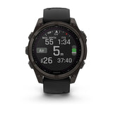 Garmin fenix 8, 47 mm, Solar, Sapphire, Carbon Gray DLC Titanium with Black/Pebble Gray Silicone Band