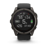 Garmin fenix 8, 51 mm, Solar, Sapphire, Carbon Gray DLC Titanium with Black/Pebble Gray Silicone Band