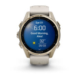 Garmin fenix 8, 43 mm, AMOLED, Sapphire, Soft Gold with Fog Gray/Dark Sandstone Silicone Band