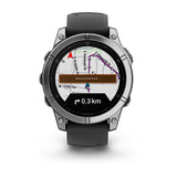 Garmin fenix E, 47 mm, AMOLED, Stainless Steel with Black Silicone Band