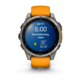 Garmin fenix 8, 47 mm, AMOLED, Sapphire, Titanium with Spark Orange/Graphite Silicone Band