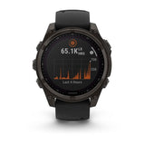 Garmin fenix 8, 47 mm, Solar, Sapphire, Carbon Gray DLC Titanium with Black/Pebble Gray Silicone Band