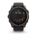Garmin fenix 8, 51 mm, Solar, Sapphire, Carbon Gray DLC Titanium with Black/Pebble Gray Silicone Band