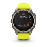 Garmin fenix 8, 47 mm, Solar, Sapphire, Titanium with Amp Yellow/Graphite Silicone Band