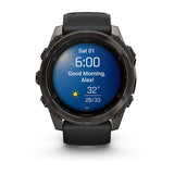 Garmin fenix 8, 51 mm, AMOLED, Sapphire, Carbon Gray DLC Titanium with Black/Pebble Gray Silicone Band