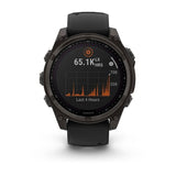 Garmin fenix 8, 47 mm, Solar, Sapphire, Carbon Gray DLC Titanium with Black/Pebble Gray Silicone Band