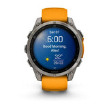 Garmin fenix 8, 47 mm, AMOLED, Sapphire, Titanium with Spark Orange/Graphite Silicone Band