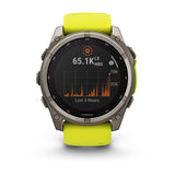 Garmin fenix 8, 51 mm, Solar, Sapphire, Titanium with Amp Yellow/Graphite Silicone Band