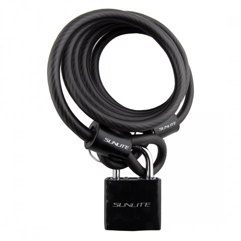 Lock Sunlt Cbl 8Mmx6F W/Pad-Key Coil Blk