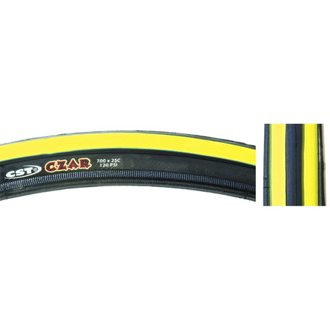 Tires Cstp Czar 700X23 Blk/Yl 120Psi Wire
