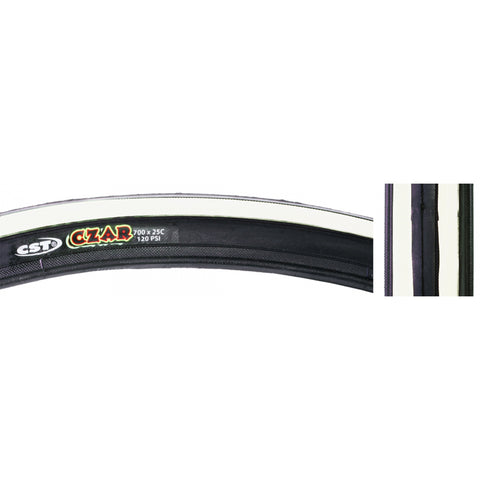 Tires Cstp Czar 700X25 Blk/Wh 120Psi Wire