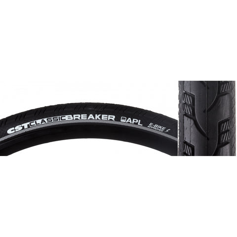 CST, Classic Breaker C1838, Tire, 26''x1-3/8, Wire, Clincher, Single, Anti-Puncture Layer, 22TPI, Black