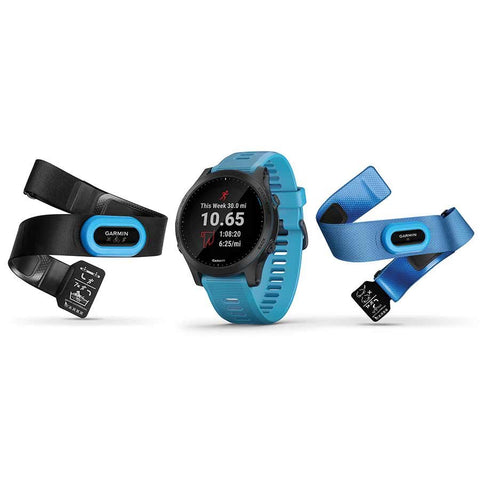 Garmin, Forerunner 945 Bundle, Watch, Watch Color: Black, Wristband: Blue - Silicone, 010-02063-10