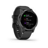 Garmin, vivoactive 4S, Watch, Watch Color: Slate, Wristband: Black - Silicone, 010-02172-11