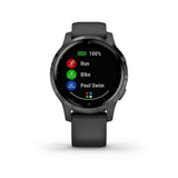 Garmin, vivoactive 4S, Watch, Watch Color: Slate, Wristband: Black - Silicone, 010-02172-11