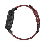 Garmin, fenix 6, Sapphire, Watch, Watch Color: Black, Wristband: Red - Nylon, 010-02158-16