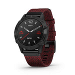 Garmin, fenix 6, Sapphire, Watch, Watch Color: Black, Wristband: Red - Nylon, 010-02158-16