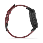 Garmin, fenix 6, Sapphire, Watch, Watch Color: Black, Wristband: Red - Nylon, 010-02158-16