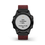 Garmin, fenix 6, Sapphire, Watch, Watch Color: Black, Wristband: Red - Nylon, 010-02158-16