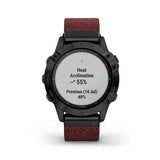 Garmin, fenix 6, Sapphire, Watch, Watch Color: Black, Wristband: Red - Nylon, 010-02158-16