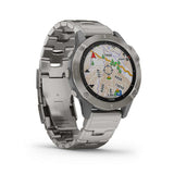 Garmin, fenix 6, Sapphire, Watch, Watch Color: Black, Wristband: Grey - Titanium, 010-02158-22