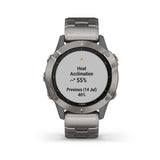 Garmin, fenix 6, Sapphire, Watch, Watch Color: Black, Wristband: Grey - Titanium, 010-02158-22